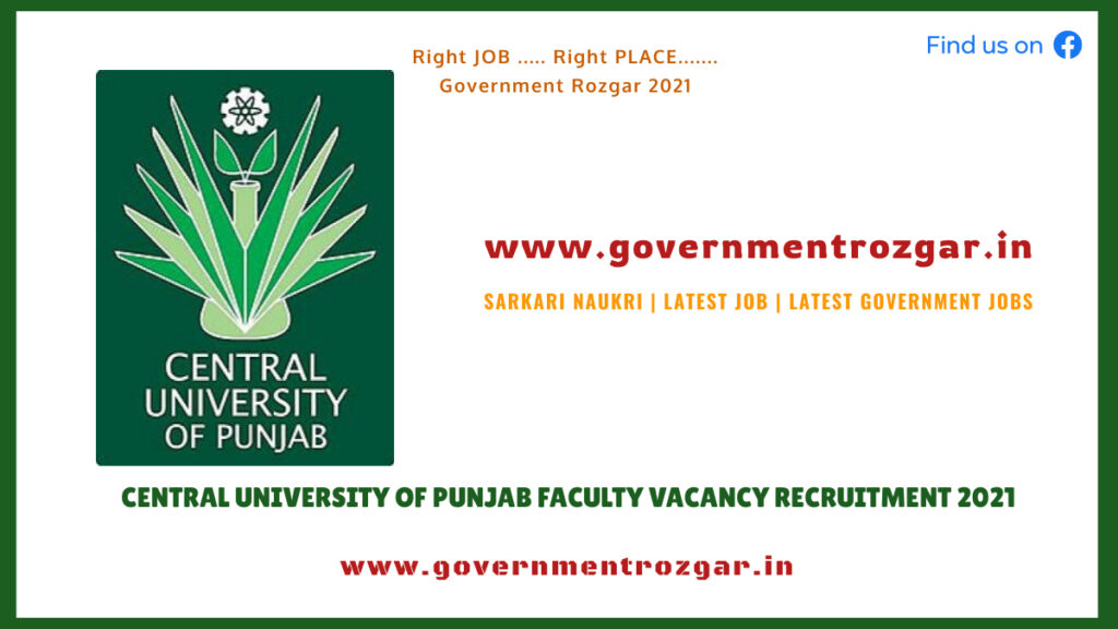 Central University of Punjab Faculty Vacancy Recruitment 2021