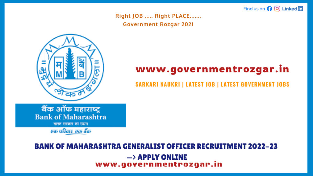 Bank of Maharashtra Generalist Officer Recruitment 2022-23