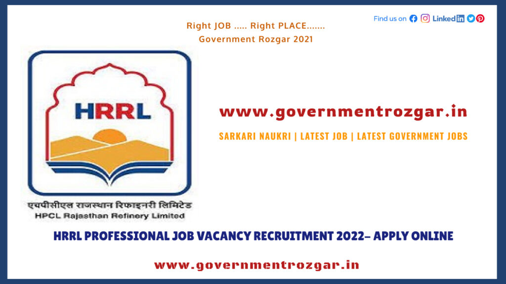 HRRL Professional Job vacancy Recruitment 2022