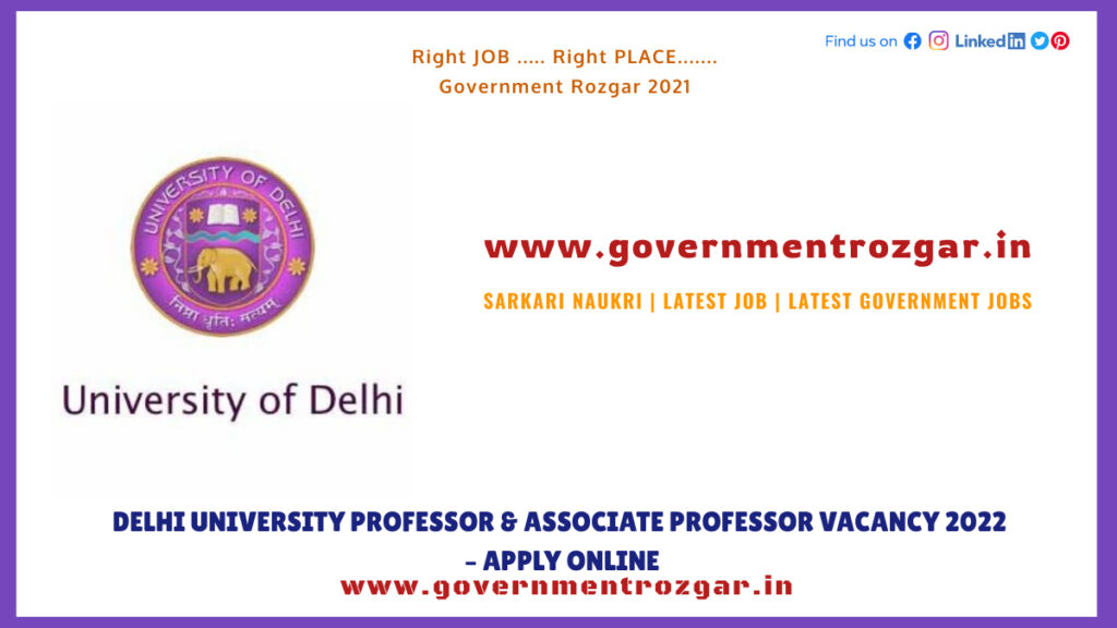 Delhi University Professor & Associate Professor Vacancy 2022