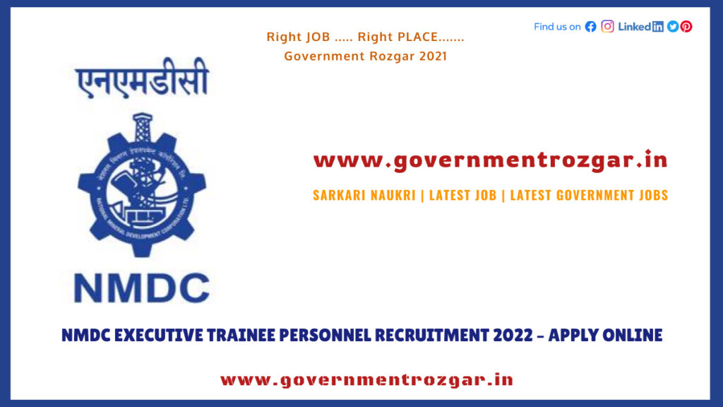 NMDC Executive Trainee Personnel Recruitment 2022