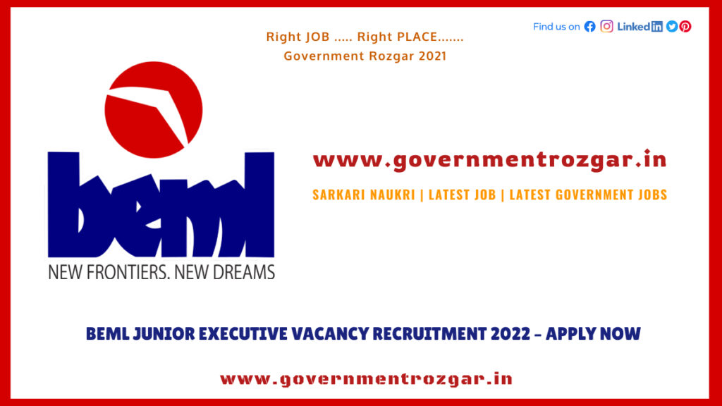 BEML JUNIOR EXECUTIVE VACANCY RECRUITMENT 2022 