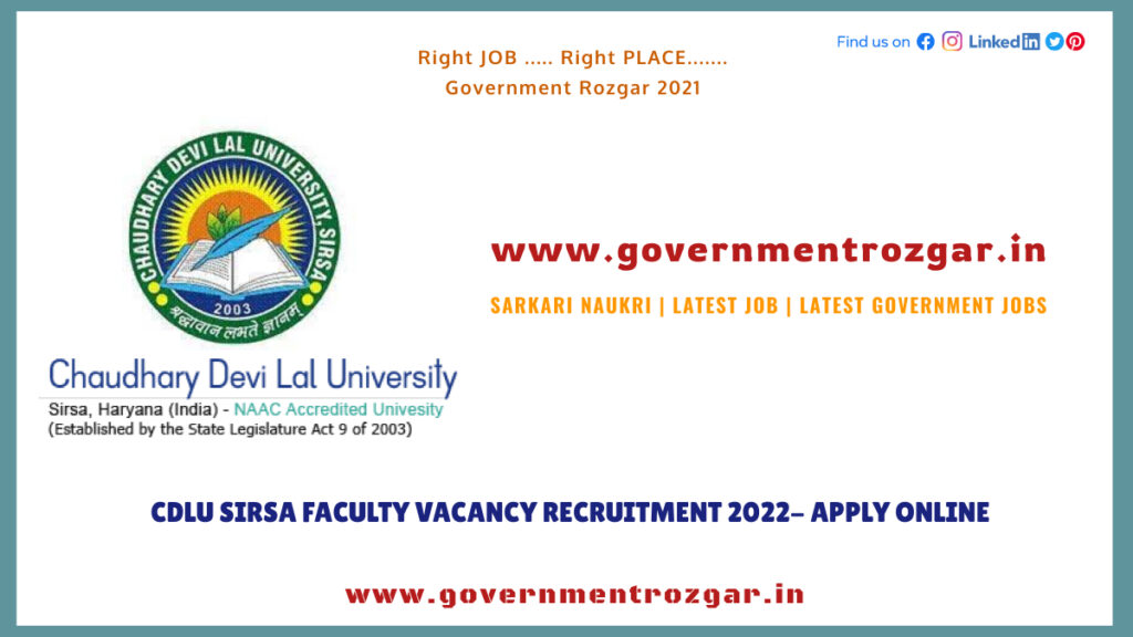 CDLU Sirsa Faculty Vacancy Recruitment 2022