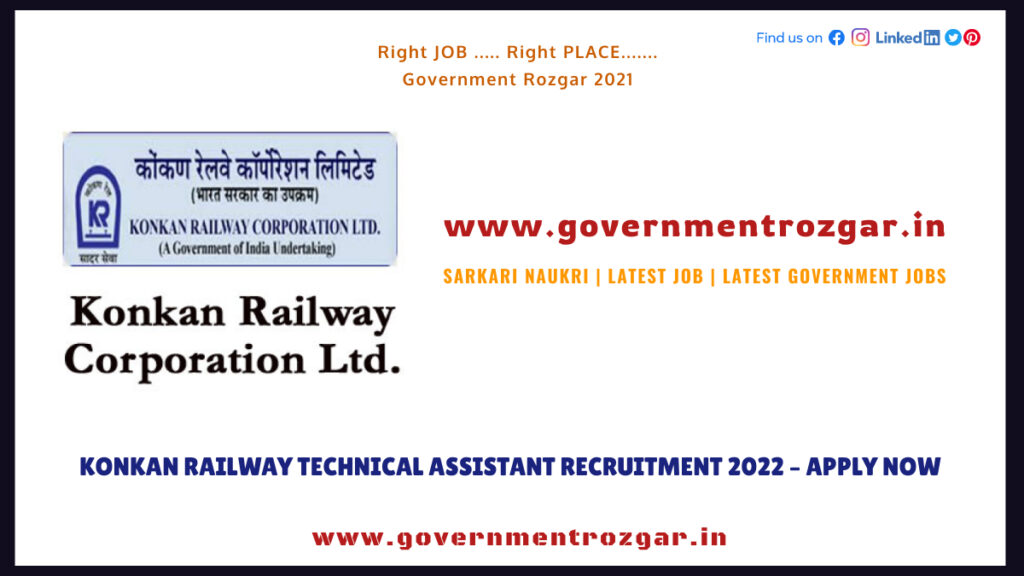 Konkan Railway Technical Assistant Recruitment 2022