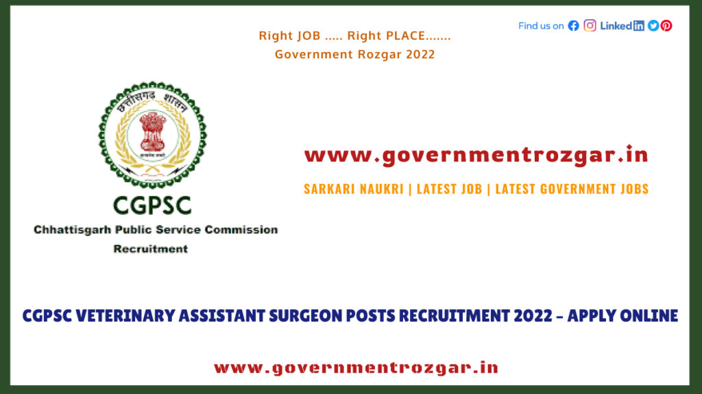 CGPSC Veterinary Assistant Surgeon Posts Recruitment 2022