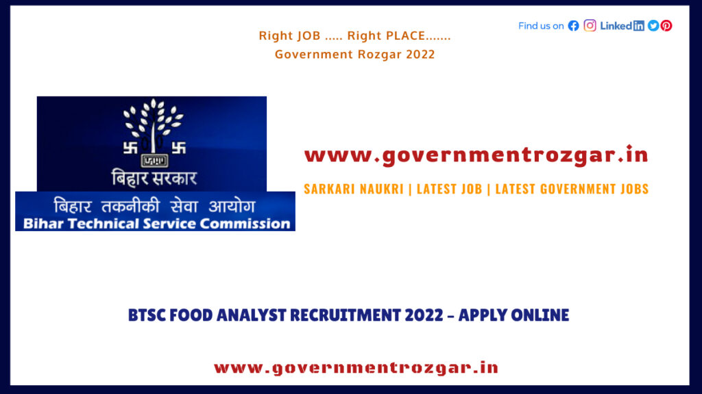 BTSC FOOD ANALYST RECRUITMENT 2022