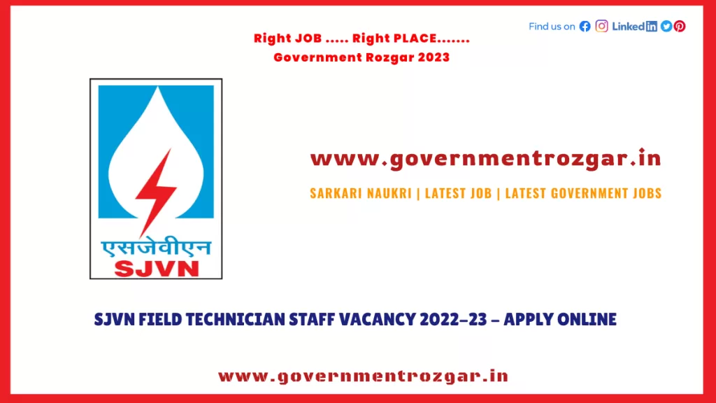 SJVN Field Technician Staff Vacancy 2022-23 - Apply Online