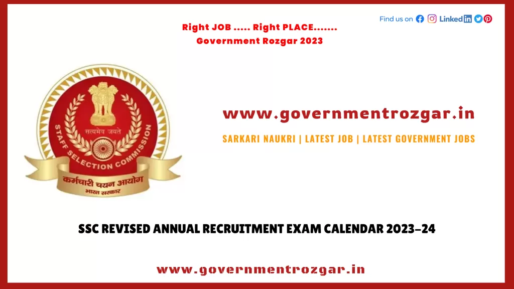 SSC Revised Annual Recruitment Calendar 2023-24