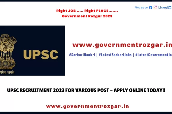 UPSC Recruitment 2023 for Various Posts - Apply Online Today!!