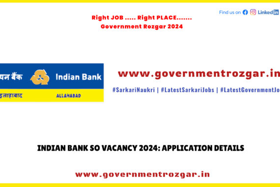 Indian Bank Specialist Officer Vacancy 2024