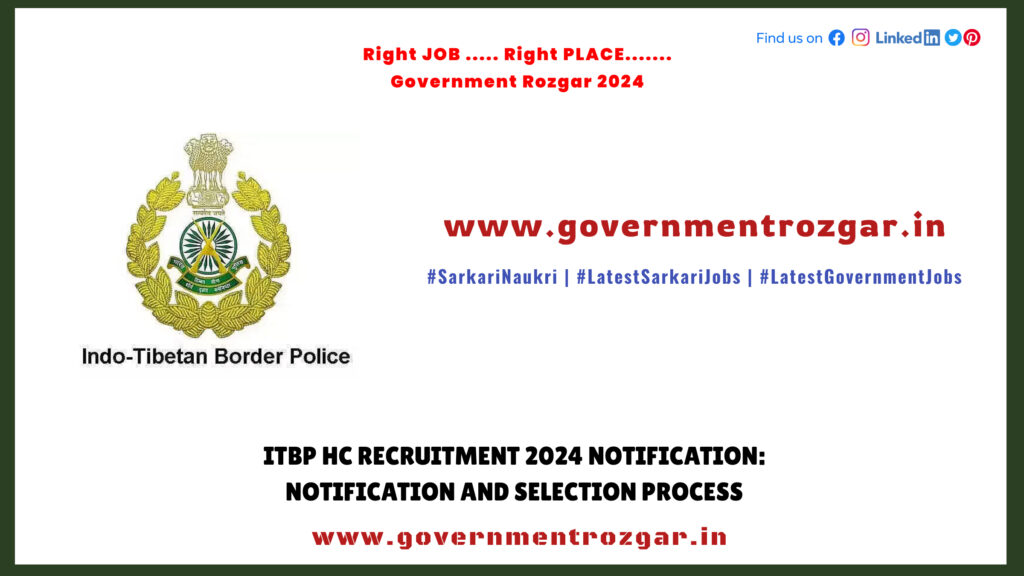 ITBP HC Recruitment 2024 Notification: Notification and Selection Process