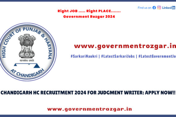 Chandigarh High Court Judgment Writer Recruitment 2024 application process