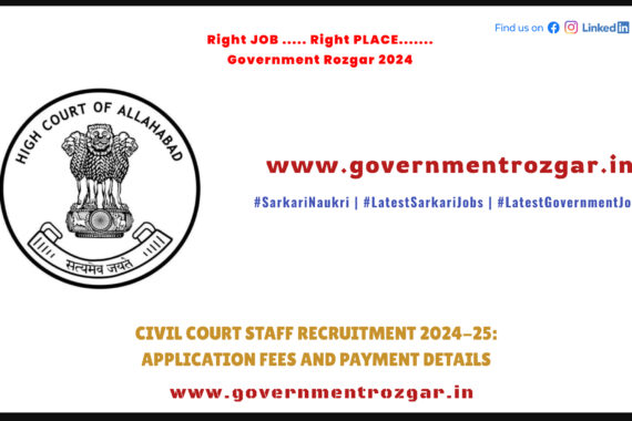 Image depicting the application fees and payment process for Civil Court Staff Recruitment 2024-25 by Allahabad High Court