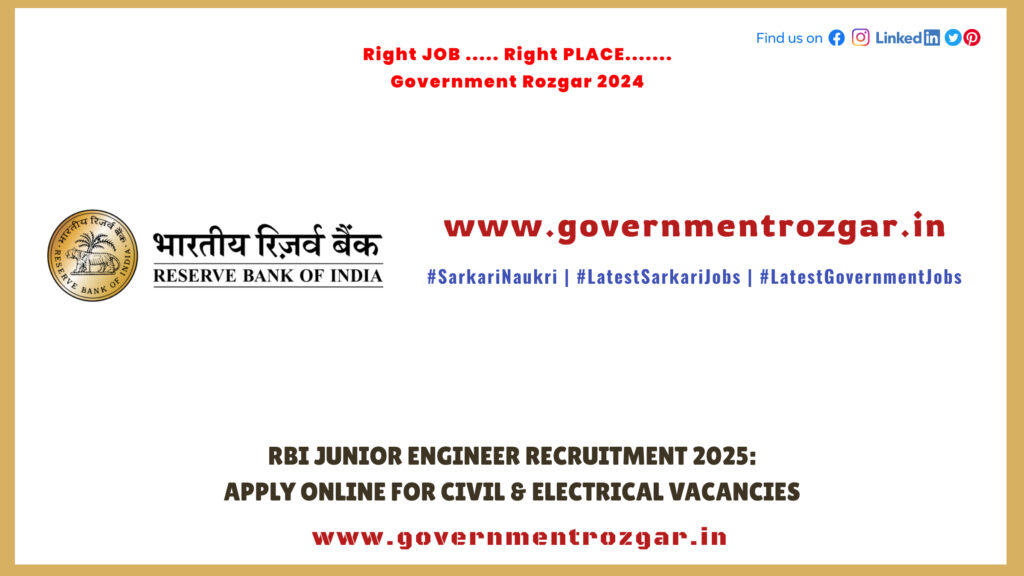 RBI Junior Engineer Recruitment 2025: Apply Online for Civil & Electrical Vacancies