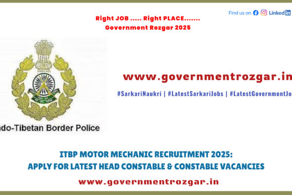 ITBP Motor Mechanic Recruitment 2025: Head Constable & Constable Vacancies online application process.