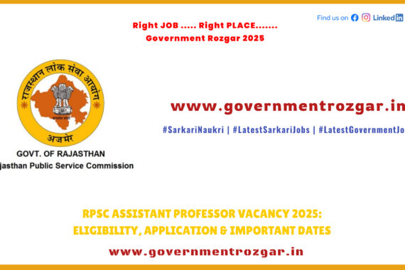 RPSC Assistant Professor Vacancy 2025 - Apply Online for 574 Posts