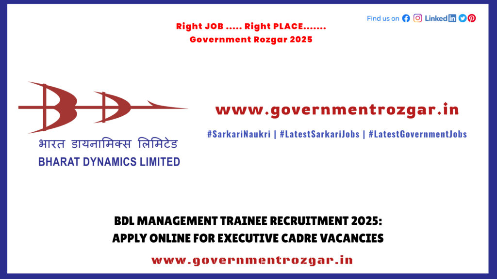 BDL Management Trainee Recruitment 2025: Apply Online for Executive Cadre Vacancies