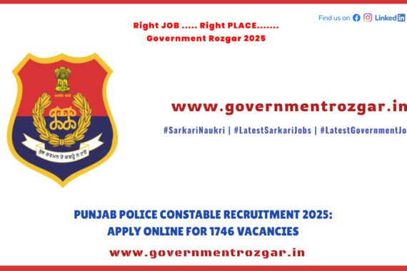 Punjab Police Constable Recruitment 2025 - Apply for 1746 Vacancies